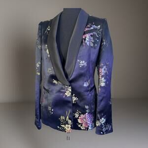 Zara Dark Floral Jacquard Tuxedo Jacket | Moody | Dark Academia | Dark Romance |